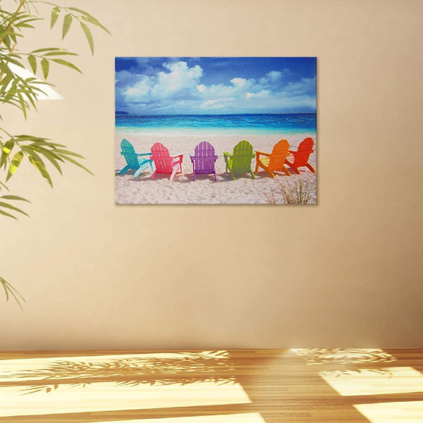 Dovecove Beach Chairs Canvas Wall Art Beach Chairs Wrapped Canvas Print Wayfair